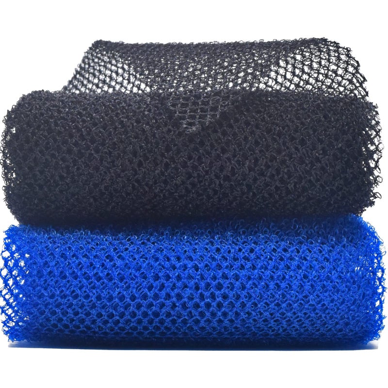 SuperJpsor 2 Piece African Exfoliating Net for Body, African Net Sponge, African Wash Net, African Shower Net, African Bath Sponge Scrubbing Rag Net Exfoliation, African Body Scrubber (Black,Blue) - Image 1